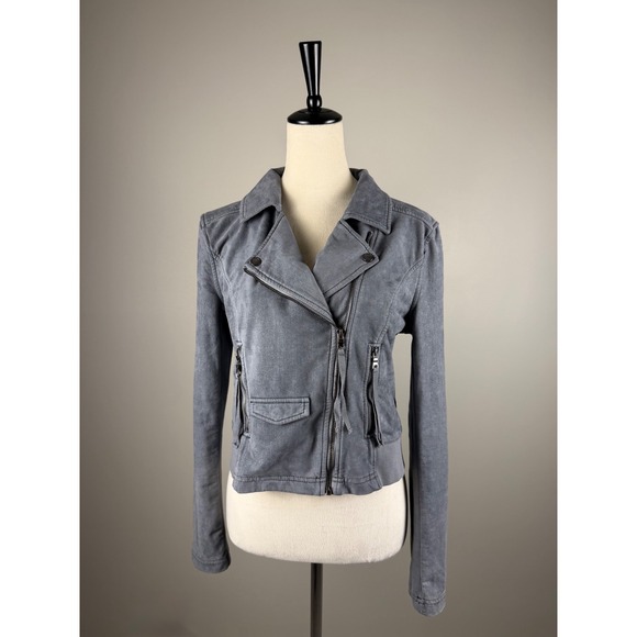 Marrakech Jackets & Blazers - Marrakech Moto Jacket Faux Suede Medium Grey Asymmetrical Zip Cropped Moto Coat